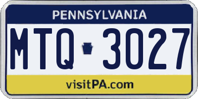 PA license plate MTQ3027
