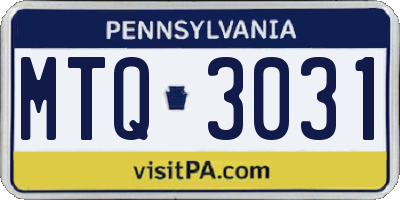 PA license plate MTQ3031