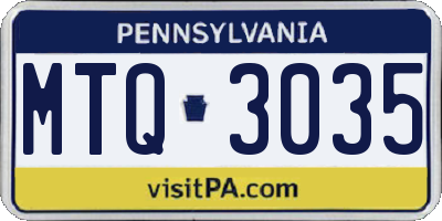 PA license plate MTQ3035