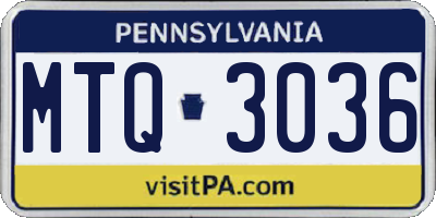 PA license plate MTQ3036
