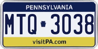 PA license plate MTQ3038