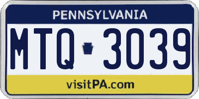 PA license plate MTQ3039