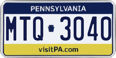 PA license plate MTQ3040