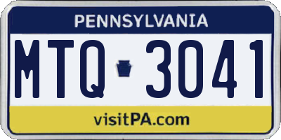 PA license plate MTQ3041