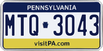 PA license plate MTQ3043