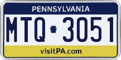 PA license plate MTQ3051