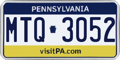 PA license plate MTQ3052