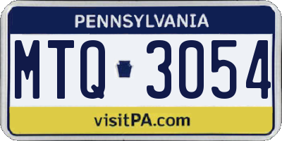 PA license plate MTQ3054