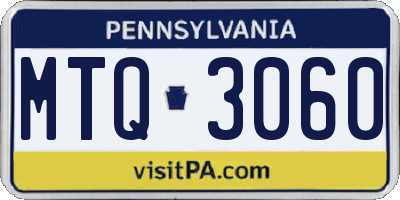 PA license plate MTQ3060