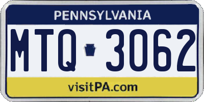 PA license plate MTQ3062