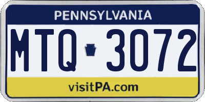 PA license plate MTQ3072