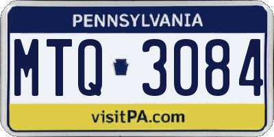 PA license plate MTQ3084