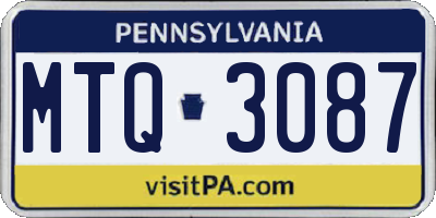 PA license plate MTQ3087