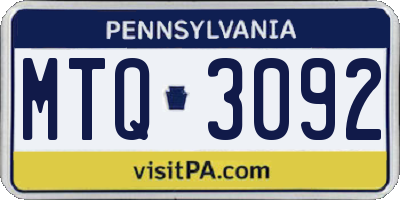 PA license plate MTQ3092