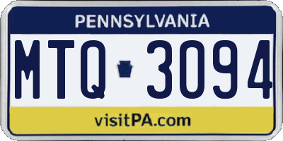 PA license plate MTQ3094