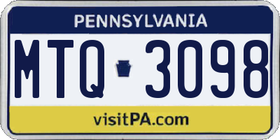 PA license plate MTQ3098