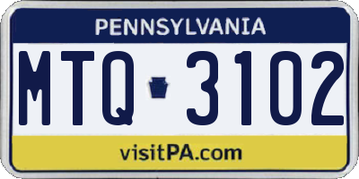 PA license plate MTQ3102