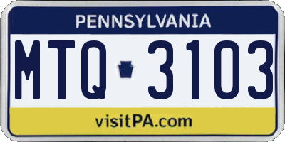 PA license plate MTQ3103