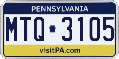 PA license plate MTQ3105