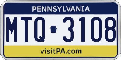 PA license plate MTQ3108