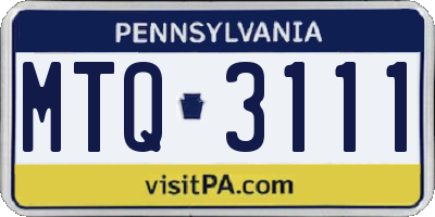 PA license plate MTQ3111