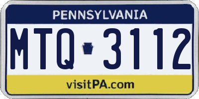 PA license plate MTQ3112