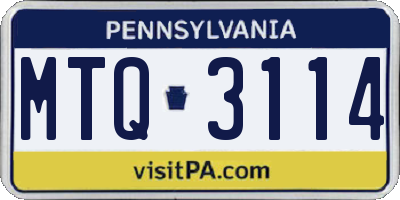 PA license plate MTQ3114