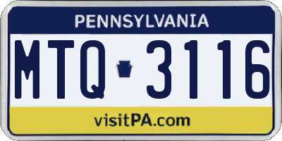 PA license plate MTQ3116