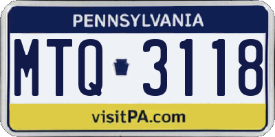 PA license plate MTQ3118