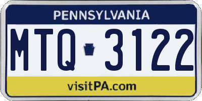 PA license plate MTQ3122