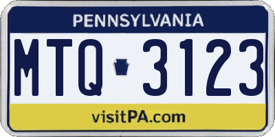 PA license plate MTQ3123