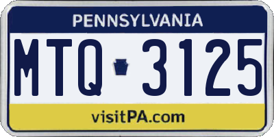 PA license plate MTQ3125
