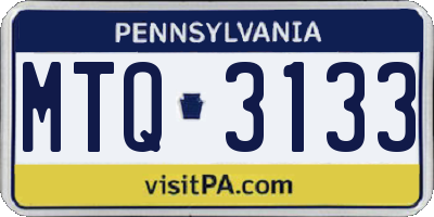 PA license plate MTQ3133
