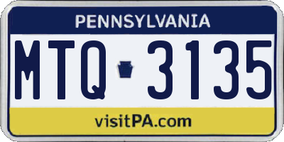 PA license plate MTQ3135