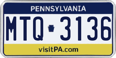 PA license plate MTQ3136