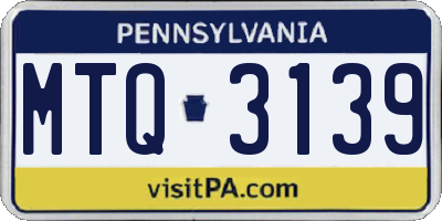 PA license plate MTQ3139