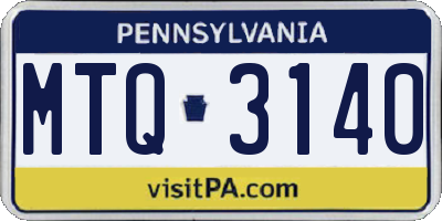 PA license plate MTQ3140
