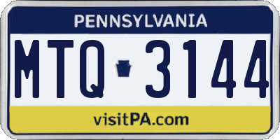 PA license plate MTQ3144