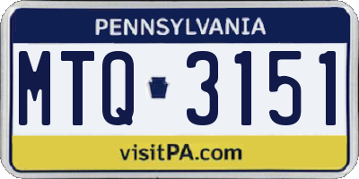 PA license plate MTQ3151