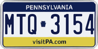PA license plate MTQ3154
