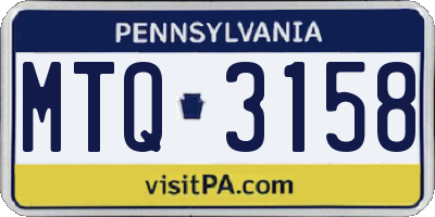PA license plate MTQ3158