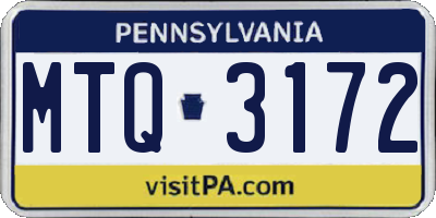 PA license plate MTQ3172