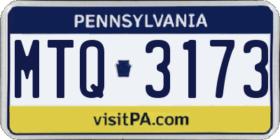 PA license plate MTQ3173