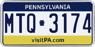 PA license plate MTQ3174
