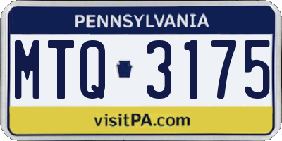 PA license plate MTQ3175