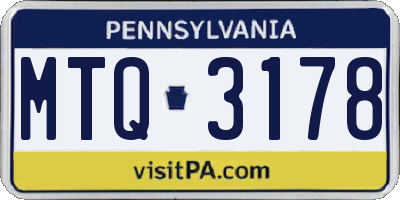 PA license plate MTQ3178