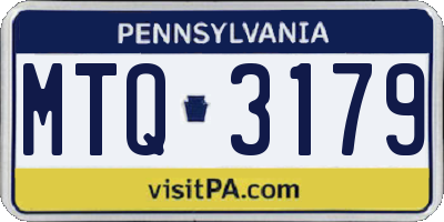 PA license plate MTQ3179
