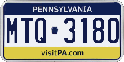 PA license plate MTQ3180