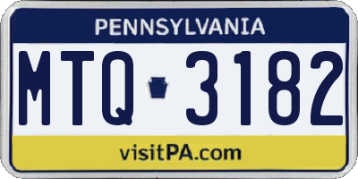 PA license plate MTQ3182