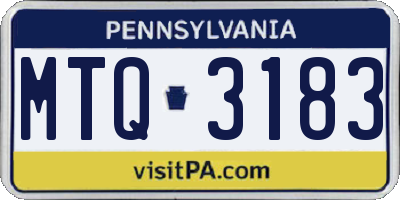 PA license plate MTQ3183